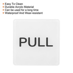 2Pcs Push Pull Door Sign Adhesive Square Acrylic Sticker Marker White