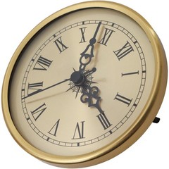4.25 Inch Clock Insert (108mm) – Quartz Gold Trim Roman Numerals, Battery Pow…