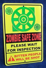 ZOMBIE SAFE ZONE – *US MADE* Embossed Sign – Man Cave Garage Bar Pub Wall Decor