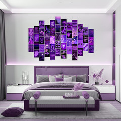 Purple Photo Wall Collage Kit Aesthetic Pictures, Wall Decor for Bedroom, Room D