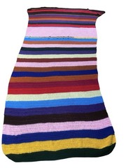 Vintage 70s Crochet Afghan Throw Blanket – Granny Stripe Multicolor Asymmetrical