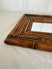 Vintage Bamboo Mirror Rectangular Shape Boho Coastal Chic Style