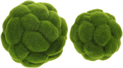 Simulation Moss Ball, 2PCS Artificial Moss Balls, 10cm+12cm Faux Green Grass Dec