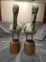2 Wood Pelicans Home Decor 15 inches tall