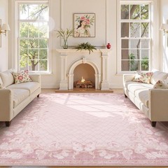 Washable 8×10 Area Rugs for Living Room,Pink Rugs for Bedroom Girls,(Pink,8’x10)