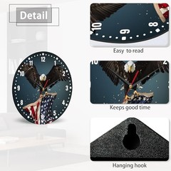 America Flag Eagle Wall Clocks,Patriotic Bald Eagle Wall Clock Usa Flag