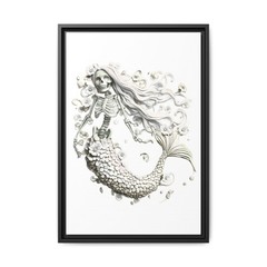 Gothic Mermaid Printable Art Skeleton Siren PDF Wall Decor Download #2