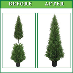 5ft Outdoor Artificial Cedar Topiary Trees in Pots – Set of 2