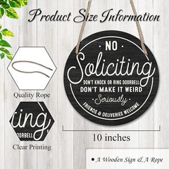 Wooden Sign for Front Door – No Soliciting, Don’t Knock or Ring Black