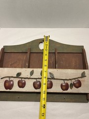 Vintage Wood Apple Mail Letter Key Holder Organizer Wall Hanging