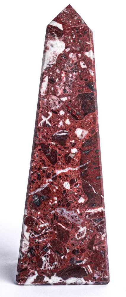 Natural Red Zebra Marble Polished Octagon Obelisk Tower H = 6″ & L = 2″, 1 Pc