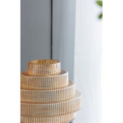 D9.1×9.8″ Tiered Geometric Amber Luster Clear Vase