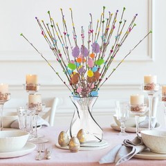 48PCS Artificial Easter Spray Vine, Pastel Easter Eggs and Berries, Easter Eg…