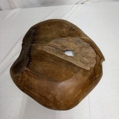 Live Edge Burl Wood Bowl Natural Root Centerpiece Hand Carved Organic Teak 16”