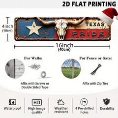 Metal Sign Texas Flag Longhorn Skull Vintage License Plate Wall Decor Plaque