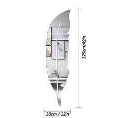 3D Acrylic Mirror Wall Decor Stickers, 11.8×49.2 Inches Feather Shaped DIY Se…