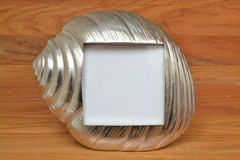 Set of 5 Sea Shell Shape Photo Frames Silver Tone Medium Vintage