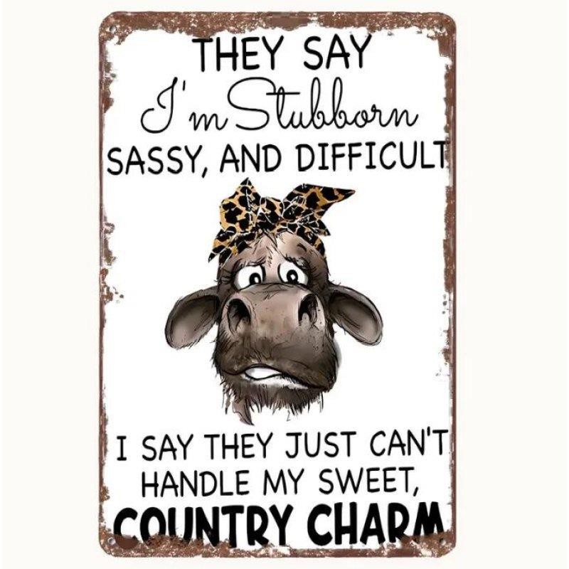 Vintage Metal Sign Aluminum Sign 8×12 Decorative Cartoon Cow Inspirational