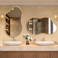 Irregular Wall Mirror – Wall Mirrors Decorative 20″x36″ Gold Asymmetrical Mir…