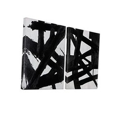 Black And White Abstract Wall Art – Black 12″ x 16″ x 2 Panels Black White