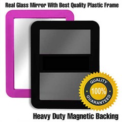 Magnetic Locker Mirror, 5×7 in., Glass, Locker Accessory for School, Office, Gym
