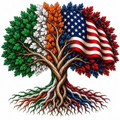 Irish American Heritage Tree 3 Inch UVDTF Decal Hard Hat Sticker Family Roots
