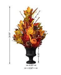 Glitzhome 24” Fall Maple Leaf Urn Table Tree Autumn Harvest Indoor Centerpiece