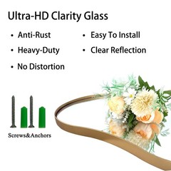 Irregular Wall Mirror, 47″x22″ Gold Asymmetrical Mirror with Metal Frame, Mod…