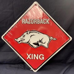 University of Arkansas Razorbacks 12″ Xing Crossing Metal Sign Embossed