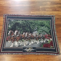 Vintage Budweiser Clydesdales Tapestry Throw Blanket Horse Wall Hanging 65×50