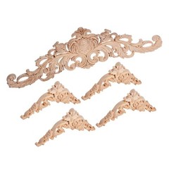 5pcs Wood Appliques Onlays for Furniture (1pc 30cm and 4pcs 8cm Length)
