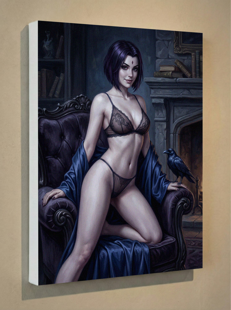 Raven Teen Titans Canvas Print 12×16 – Vintage Retro Pin-Up Wall Art Decor