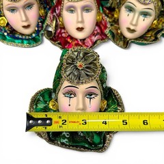 Vintage Ceramic Mask Mardi Gras Wall Hanging Art Deco Eclectic Decor Lot Of 6