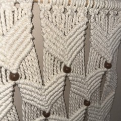 Macrame Wall Hanging Boho Chic Farmhouse 19″ W X 33″ L Ivory w/ Brown Balls NWOT