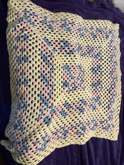36” Handmade Crochet Multicolored Granny Square Afghan