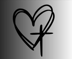 Heart Cross Die Cut Window Sticker Decal – Multiple Colors