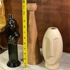 Home Decor Bundle 7pc Ceramic Wood Stone Metal Glass Accents Beige Green