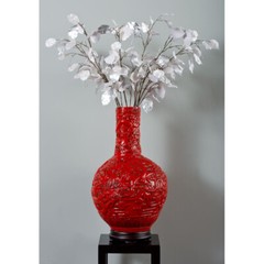US Seller – Red Porcelain Imperial Dragon Chinese Temple Vase