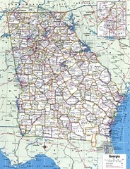 GEORGIA COUNTIES ROAD MAP GA GLOSSY POSTER PICTURE PHOTO PRINT BANNER 9731