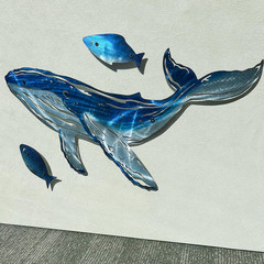 Coastal Wall Art Whale Metal Wall Sculptures, Ocean Beach Themed Metal Hanging H