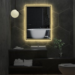 Extra Large LED Bathroom Mirror 3 Colors Dimmable 2-Size Anti-Fog Wall Mounted