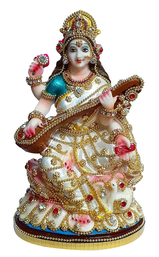 Ma Mata Goddess Saraswati Idol Sculpture Statue, H x W x D: 17 cm X 9 cm X 6 cm