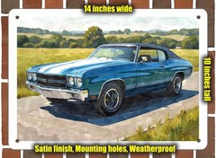 Metal Sign – 1970 Chevrolet Chevelle SS LS6 2 Watercolor – 14×10