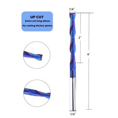 UTM42 2Pcs Extra Long Upcut Spiral Router Bit 1/4 Inch Shank, 1/4 Inch Cuttin…