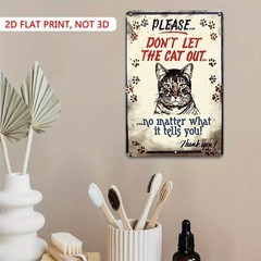 Vintage Metal Tin Sign 8×12 Funny Cat Wall Art