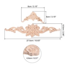 5pcs Wood Appliques Onlays for Furniture 27.5cm and 4pcs 8cm Length