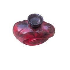 Abstract Spiral Ceramic Vase Red Black Modern Sculptural Art Pottery Decor 7in
