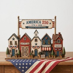 USA 250th Anniversary Wooden Village Decor – 1776–2026 Patriotic Keepsake