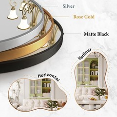 Irregular Wall Mirror – Wall Mirrors Decorative 20″x36″ Gold Asymmetrical Mir…