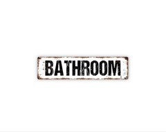 Bathroom Sign | Metal Sign for Restroom Wall Decor Home, Office, Business,